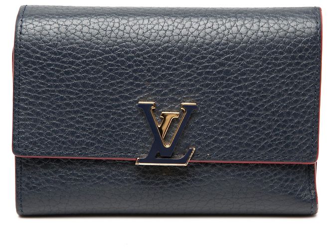 Billetera compacta Capucines en taurillon azul Louis Vuitton Azul marino