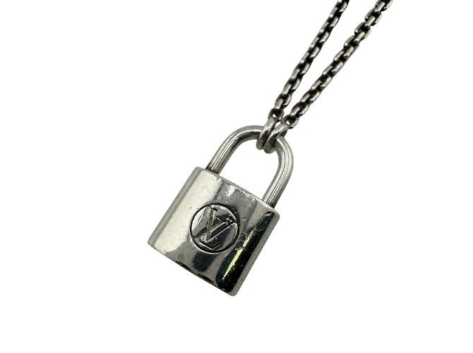 Louis Vuitton Silver Lockit Anhänger Halskette Silber