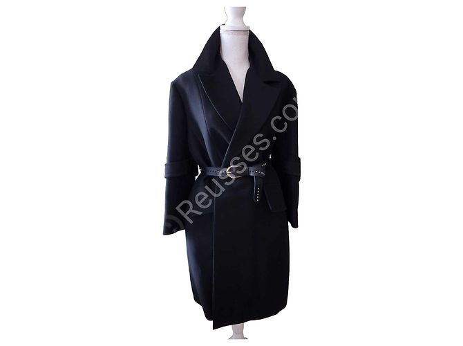 Céline Magnificent black wool oversized effect Celine coat