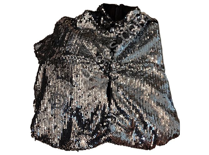 Top Isabel Marant con Paillettes Argento e Nere
