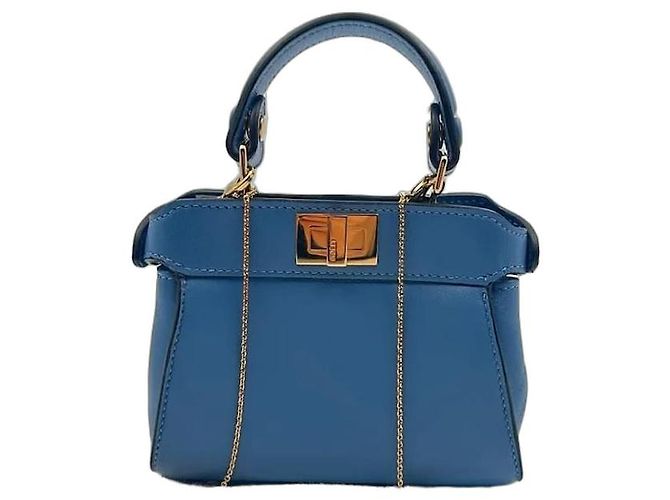 Fendi Nano Peekaboo – Couro Azul Azul claro