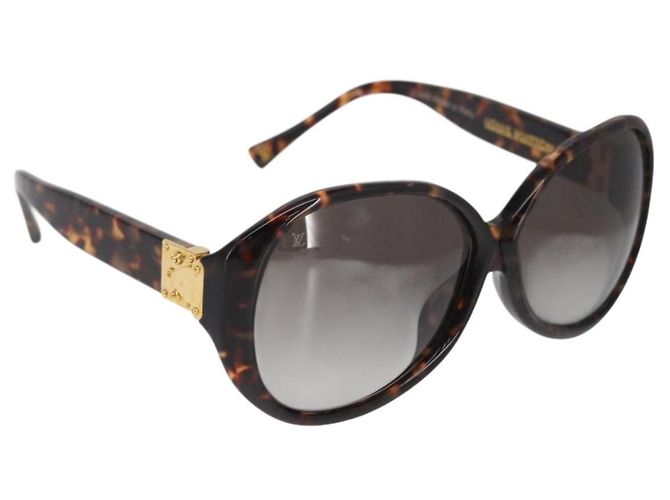 Louis Vuitton ÓCULOS DE SOL OVERSIZED SUPSON DE PLÁSTICO MARROM LV AUTH BA9323