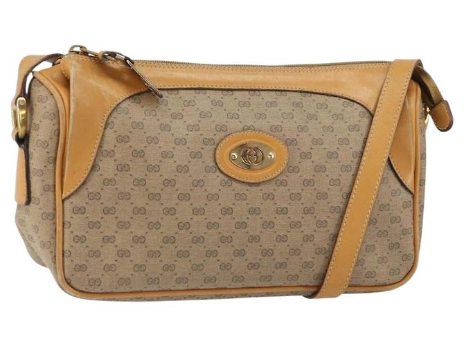 Gucci Borsa a Spalla Micro GG Supreme PVC Beige Oro Auth BA9394 D'oro