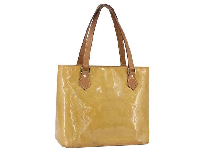 LOUIS VUITTON Borsa a Mano Houston Monogram Vernis Beige M91004 LV Auth ka1258
