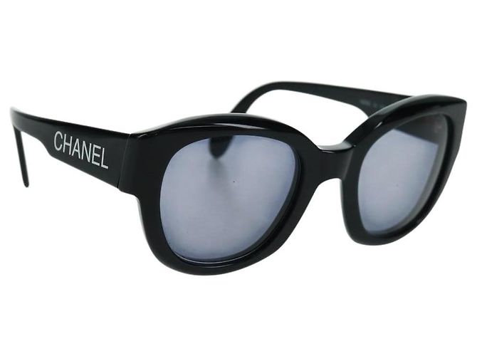 CHANEL Sunglasses plastic Black CC Auth ka1252