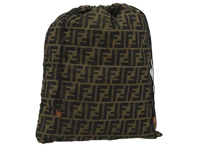 FENDI Zucca Canvas Purse Brown Black Auth 159458