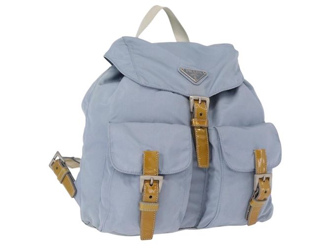 PRADA Backpack Nylon Light Blue Silver Auth 159978 Silvery