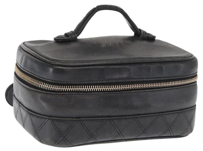 CHANEL Bicolor Vanity Handtasche aus Lammleder Schwarz Gold CC Auth 158864 Golden