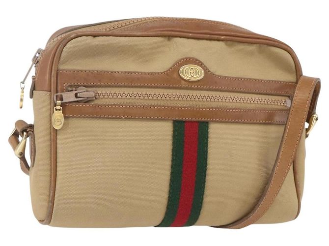 Gucci Borsa a spalla Web Sherry Line in tela beige e oro Auth BA9238 D'oro