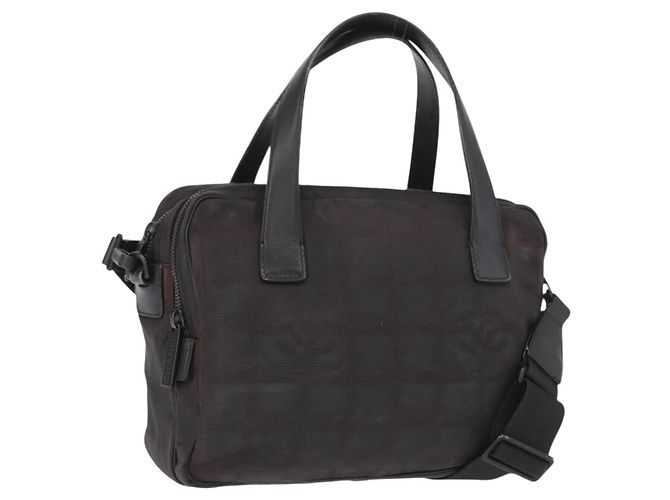 CHANEL Nuova linea da viaggio Borsa a mano Nylon 2in1 Nera CC Auth bs30708 Nero