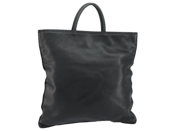 LOEWE Sac à main Anagram Cuir Noir Or Auth 160275