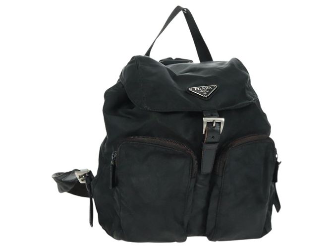 PRADA Backpack Nylon Green Silver Auth bs31871 Silvery