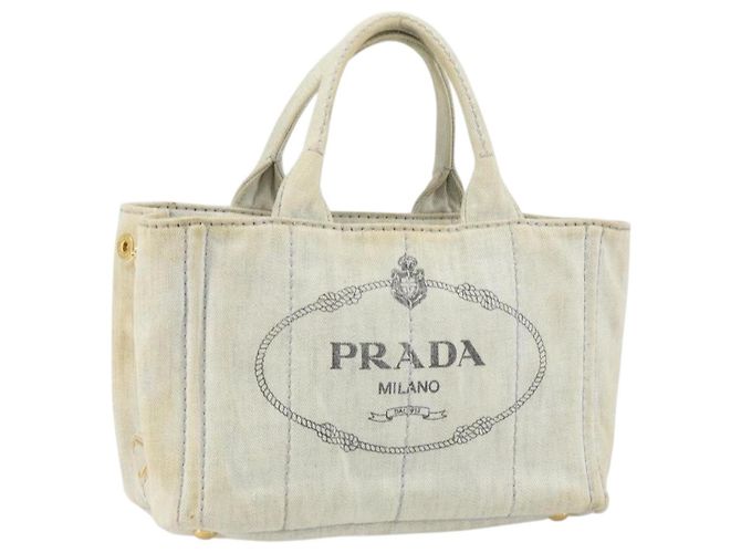 PRADA Sac à main Canapa PM en toile beige or Auth gh1549 Doré