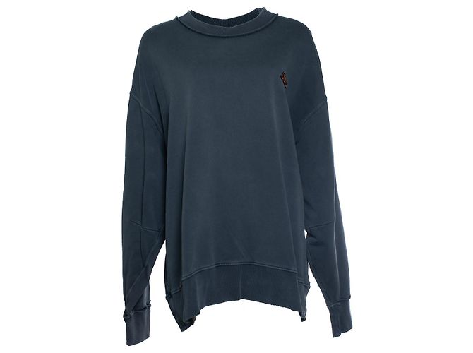 Autre Marque Abgenutzter Pullover mit Druck auf den Ärmeln Grau