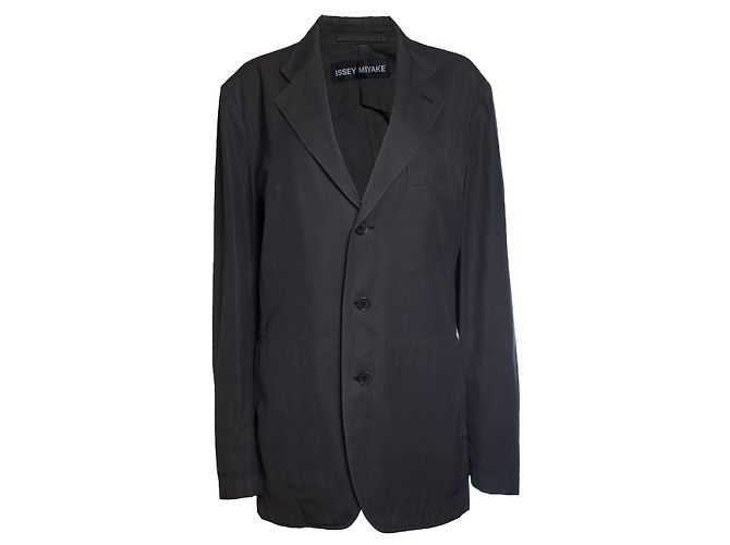 Issey Miyake, Baumwollblazer in Anthrazit Schwarz Grau