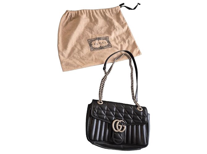 Gucci Marmont Mittelgroße Handtasche Schwarz Leder