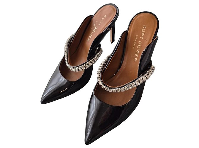 Kurt Geiger Clogs Schwarz Lackleder