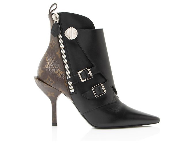 Botas de torno Janet em lona Monogram de couro de bezerro Louis Vuitton Preto
