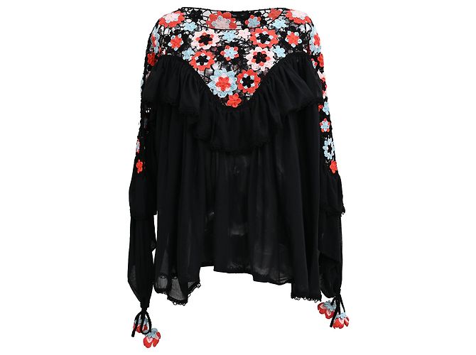 Blusa bordada Alanui em algodão preto