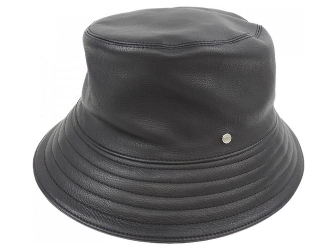 Chapéu de couro de bezerro Hermès FRED 58 Preto