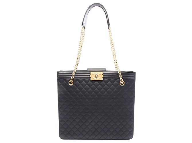 Borsa Tote in Pelle Chanel Boy Nera Nero