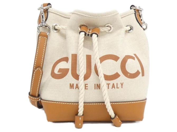 Bolsa de ombro em lona de algodão e linho Gucci 777166 FACV3