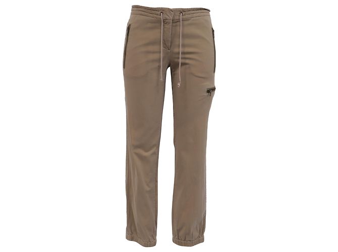 Theory Drawstring Cargo Pants in Brown Cotton  Red