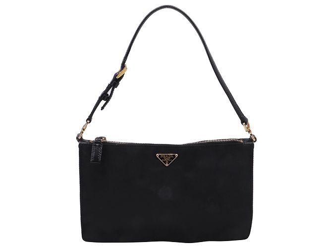 Borsa a spalla con zip Prada Re-Nylon in nylon nero