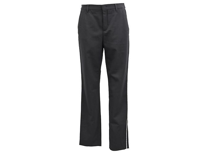 Miu Miu Stretch Pants With Side Crystals in Black Wool