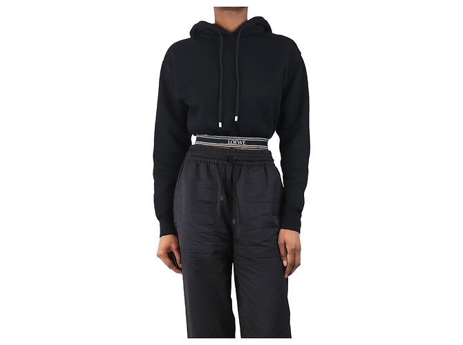 Loewe Moletom cropped preto com logo - tamanho XS