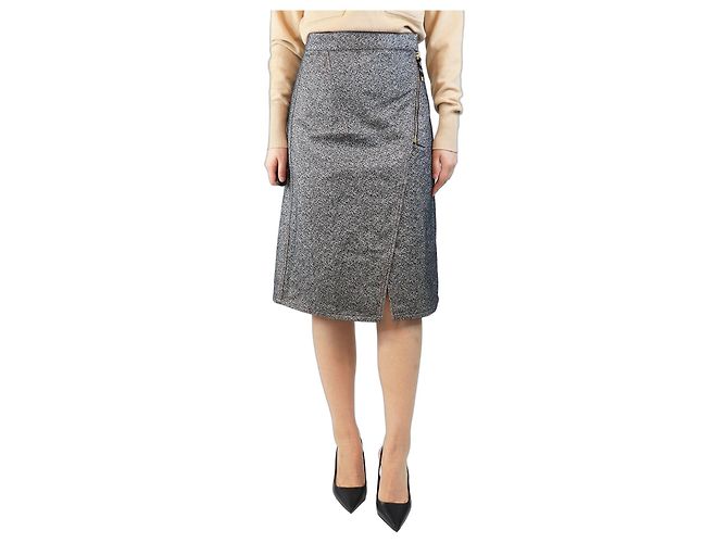Acne Grau melierte Midirock - Größe UK 10