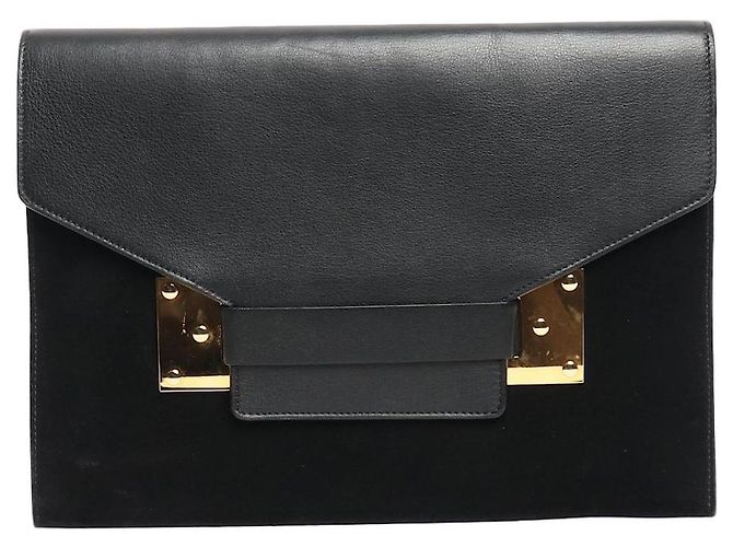 Sophie Hulme Sac en cuir et daim noir