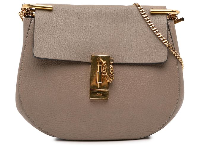 Bolsa transversal pequena de couro marrom Chloé Drew Carne