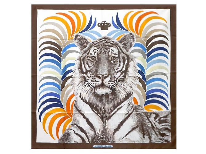 Hermès Sciarpa Grande Carre 90 Hermes Marrone Bianco Multicolore
