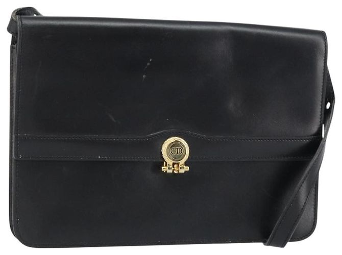 Borsa a Spalla Christian Dior in Pelle Nera e Oro Auth ar13899 Nero D'oro
