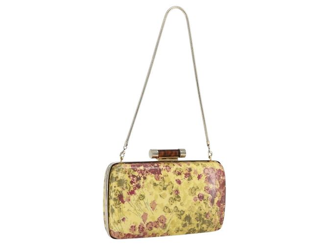 BALLY Chain Shoulder Bag Leather Multicolor Gold Auth 157876 Multiple colors Golden