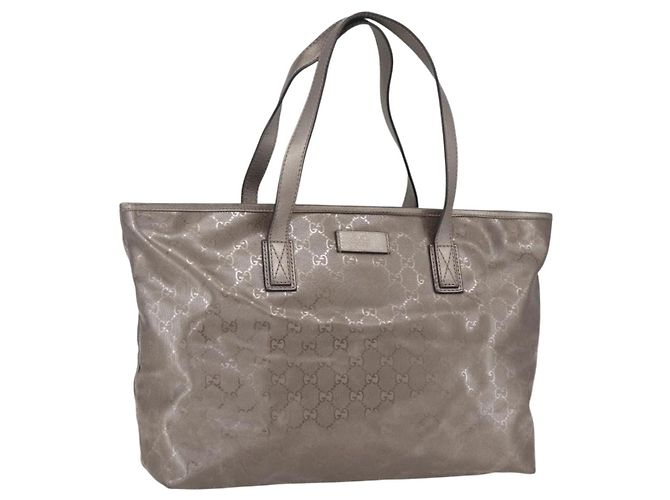 GUCCI GG Implementierung Tote Bag PVC Silber 211137 Auth BA9306
