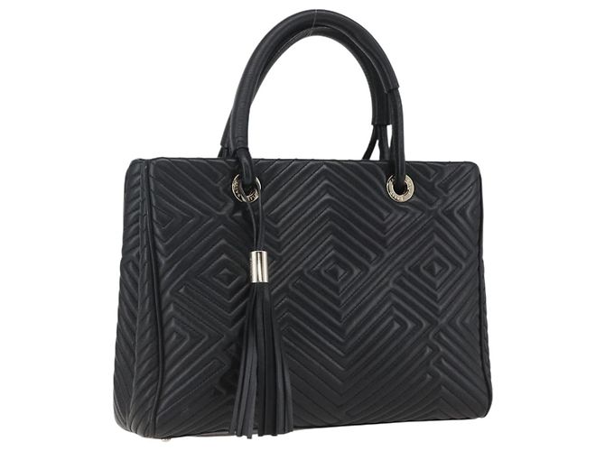 BALLY Borsa a mano in pelle nera e oro Auth 158990 Nero D'oro