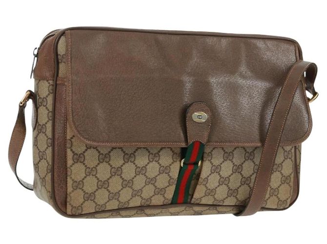 Borsa Gucci GG Supreme Web Sherry Line in PVC beige e oro 904 02 064 Auth bs32049 D'oro