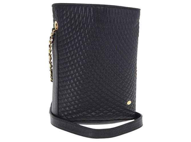 BALLY Borsa a Spalla a Catena Pelle Blu Navy Oro Auth 159580 D'oro