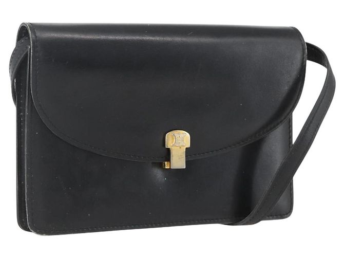 Céline Borsa a Spalla CELINE in Pelle Nera Oro Auth 160240 Nero D'oro