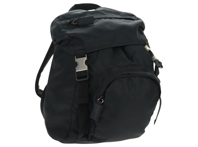 PRADA Backpack Nylon Black Silver Auth bs31838 Silvery