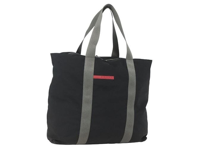 PRADA Borsa sportiva in nylon nera argento Auth 160518 Nero