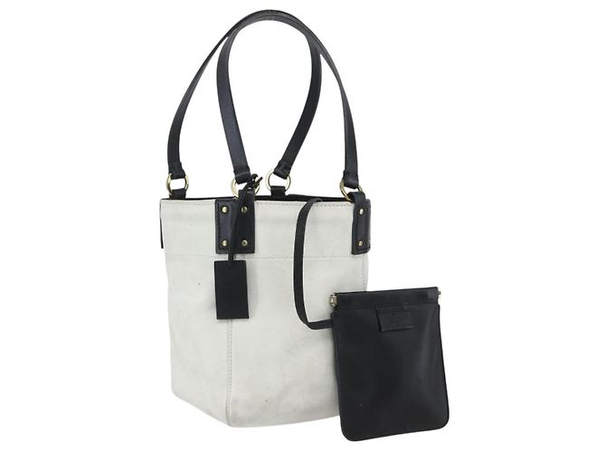 Sac à main GUCCI Suède Blanc Or Auth 159346 Doré