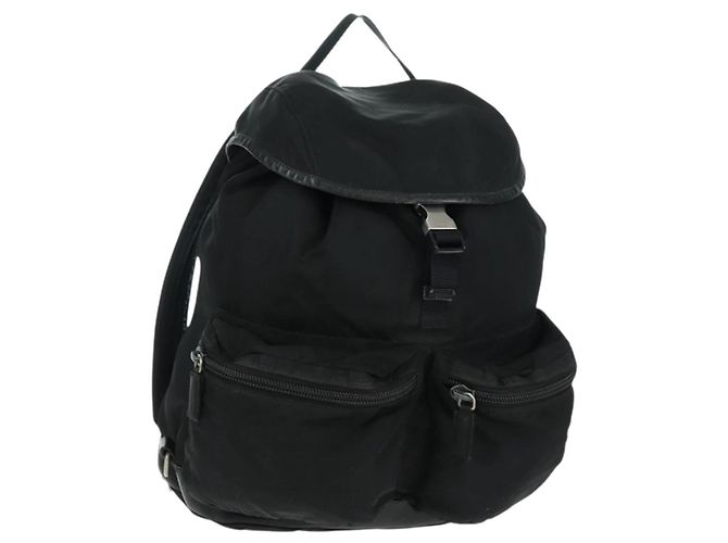 PRADA Backpack Nylon Black Silver Auth bs31873 Silvery