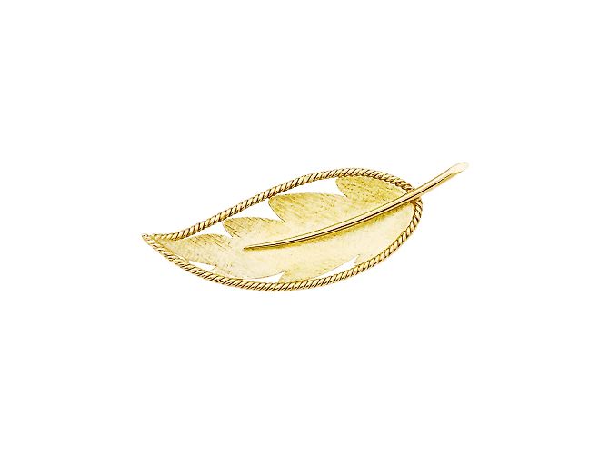 Autre Marque Broche de hoja de oro amarillo.