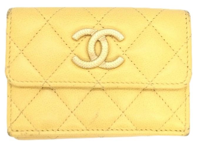 Chanel Coco Mark Tri-fold Wallet Yellow