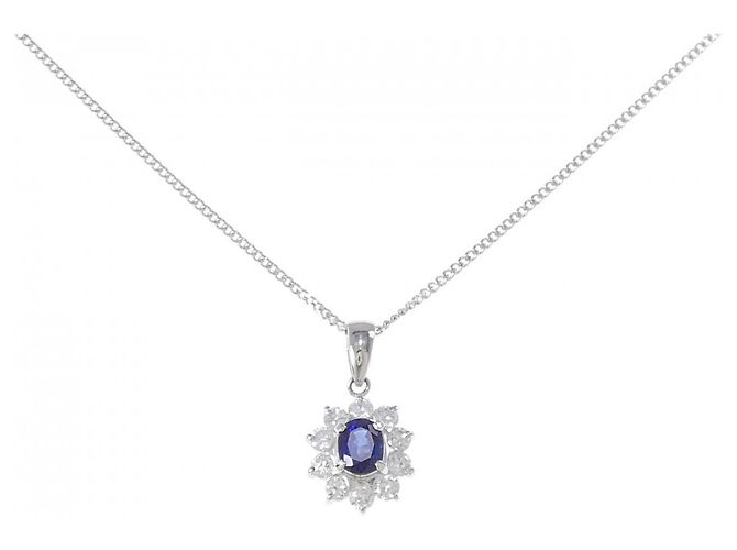 Autre Marque Collana in zaffiro e diamante Pt850 Argento