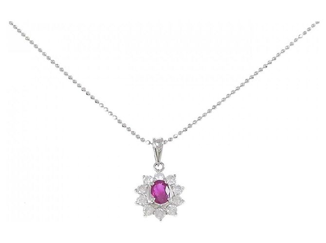 Autre Marque Collana in rubini e diamanti Pt900 Pt850 Rosso