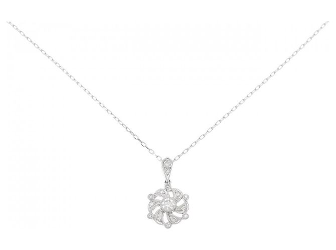Autre Marque Platin-Diamant-Halskette Silber